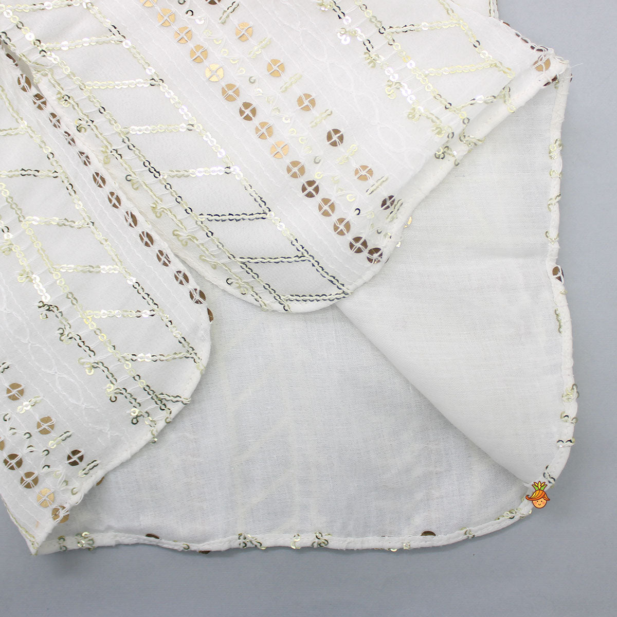 Pre Order: White Sequin Work Kurta And Patiala Set