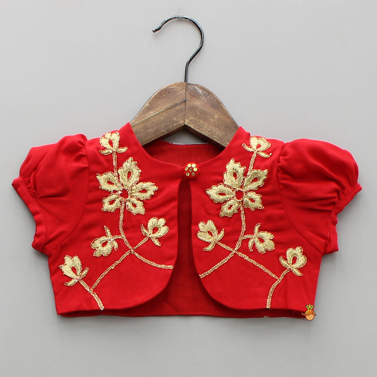 Pre Order: Red Jamna With Embroidered Jacket Set