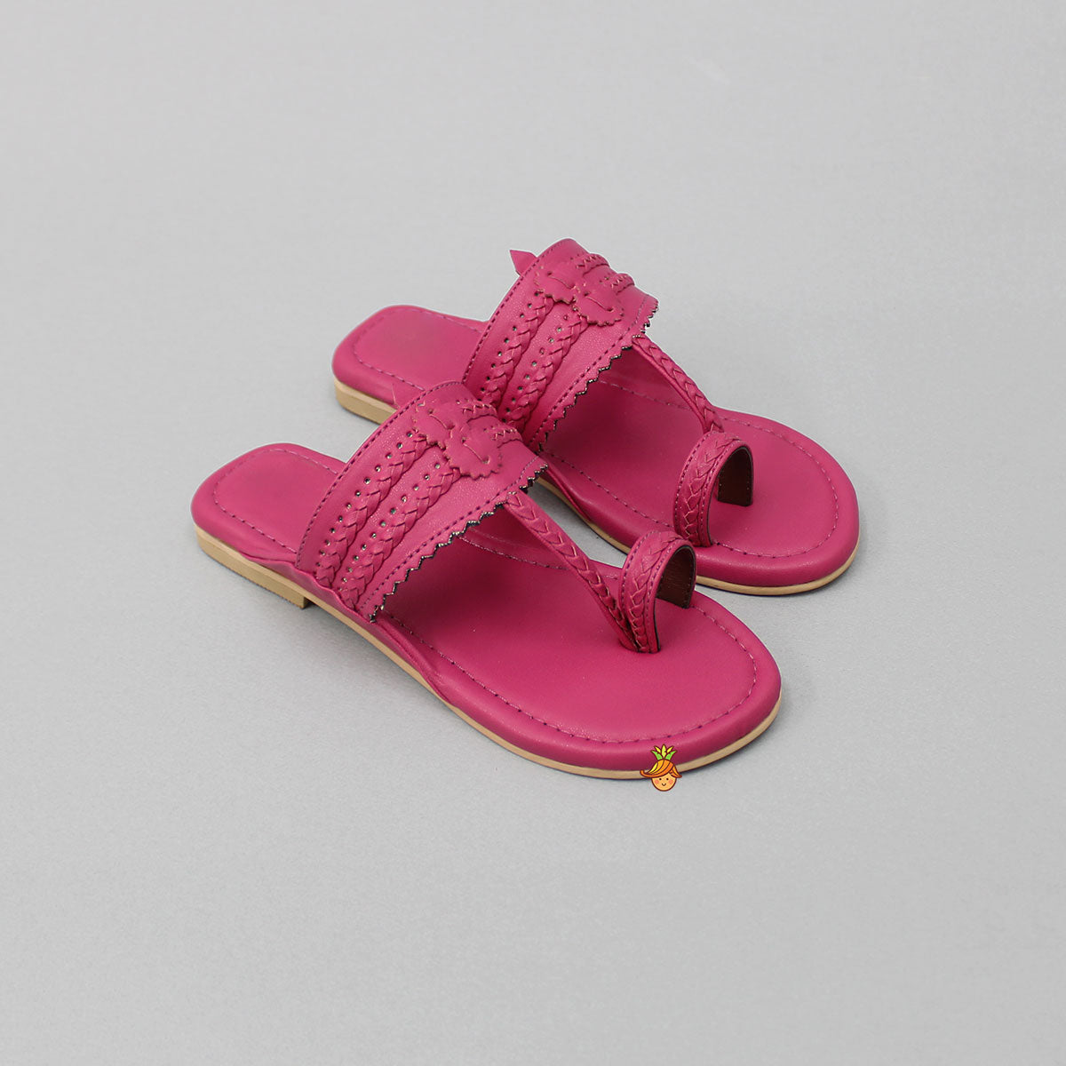 Fuchsia Pink Plain Kolhapuri Flats