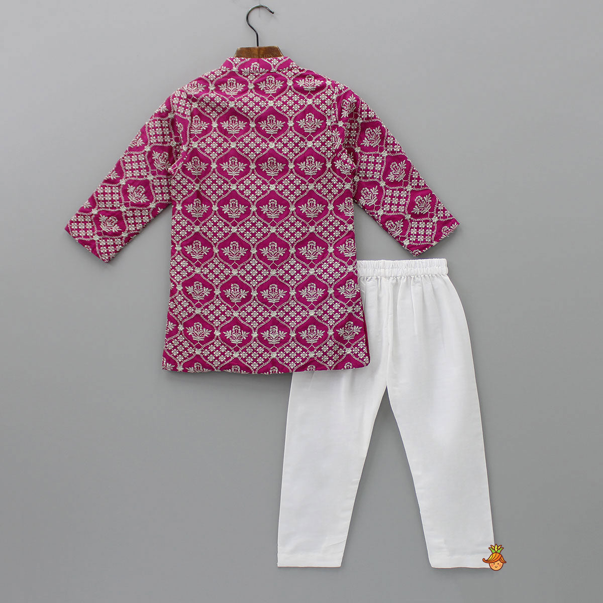 Pre Order: Embroidered Sherwani And White Pyjama