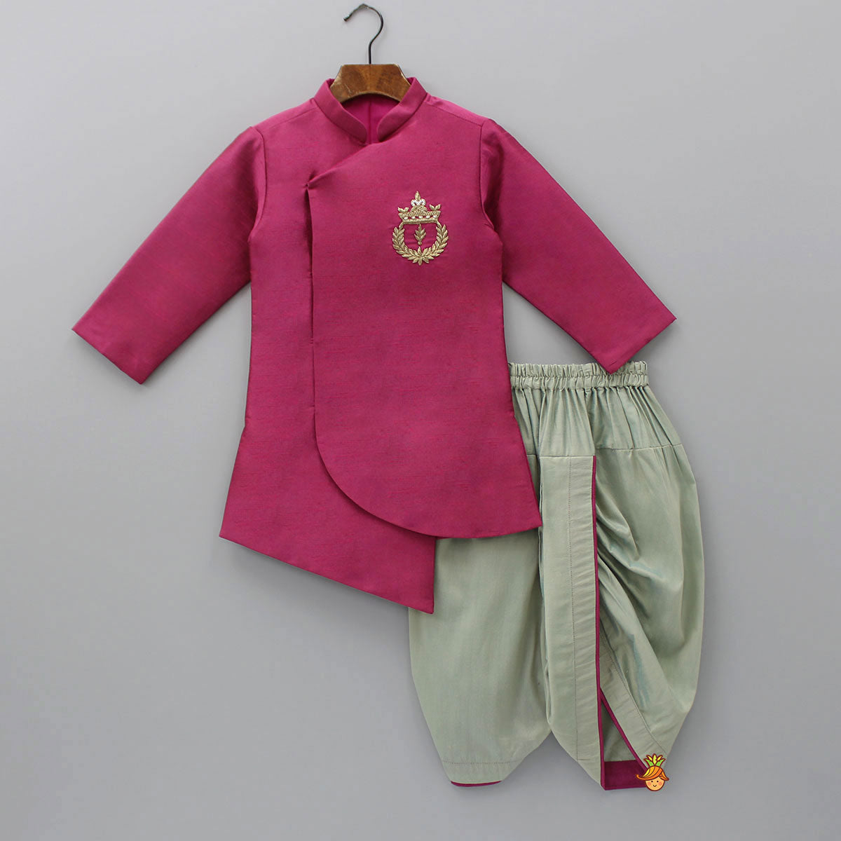 Pre Order: Magenta Asymmetric Kurta With Dhoti