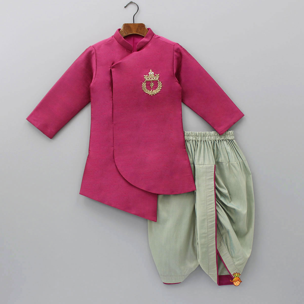 Pre Order: Magenta Asymmetric Kurta With Dhoti