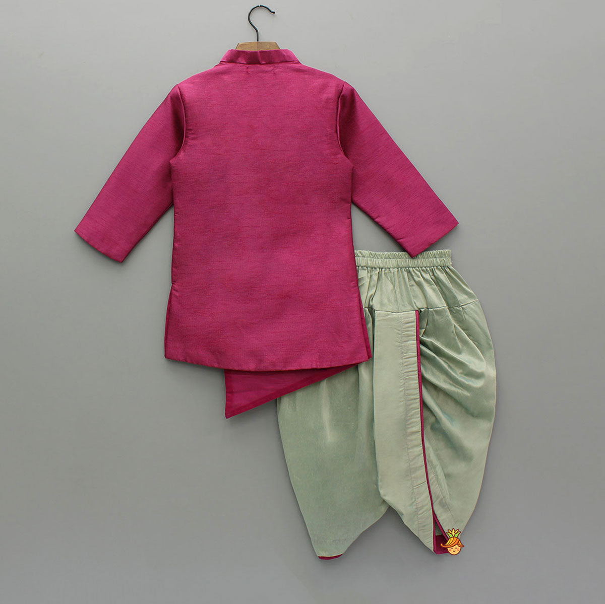 Pre Order: Magenta Asymmetric Kurta With Dhoti