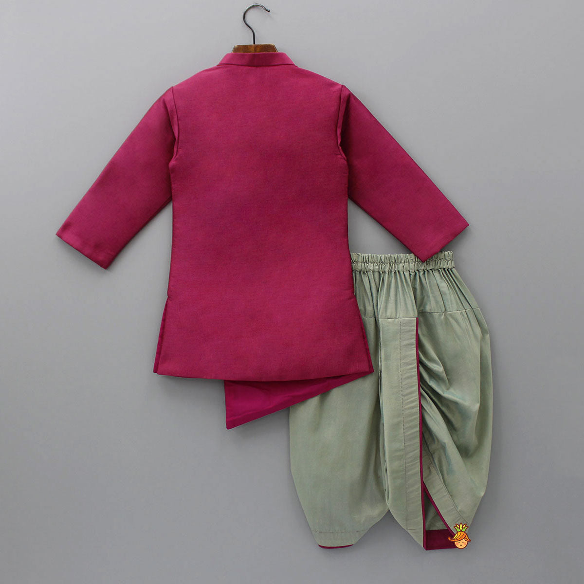 Pre Order: Magenta Asymmetric Kurta With Dhoti