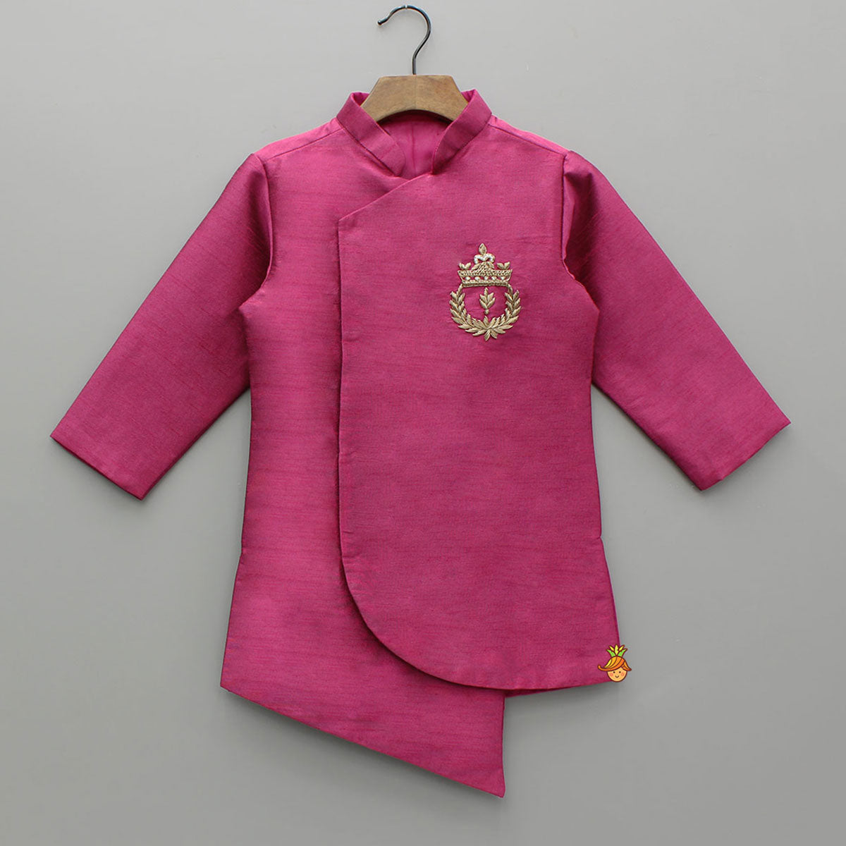 Magenta Asymmetric Kurta With Dhoti