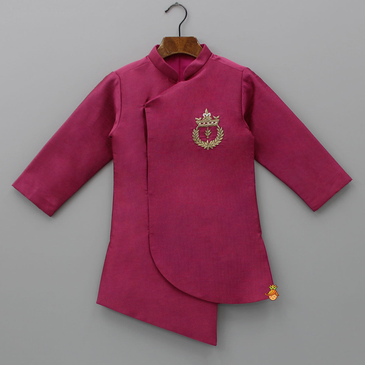 Pre Order: Magenta Asymmetric Kurta With Dhoti