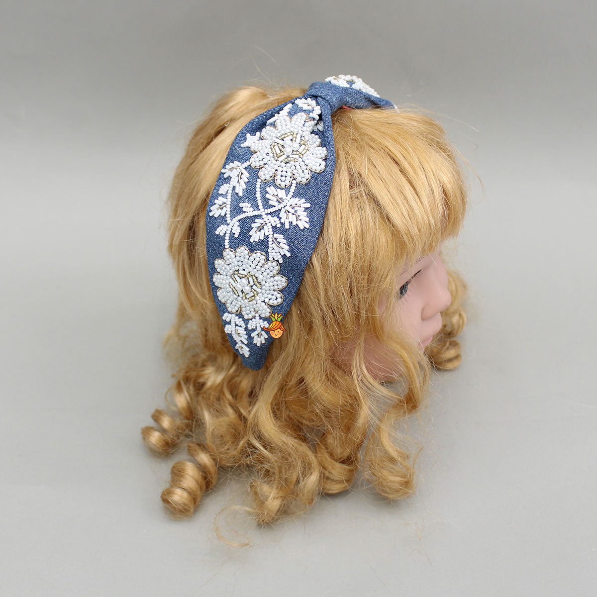 Denim Pearly Embellished Hair Band