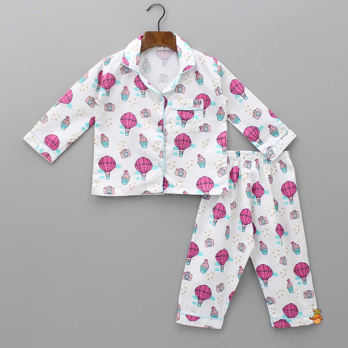 Pre Order: Parashoot And Cup Cake Printed Sleepwear