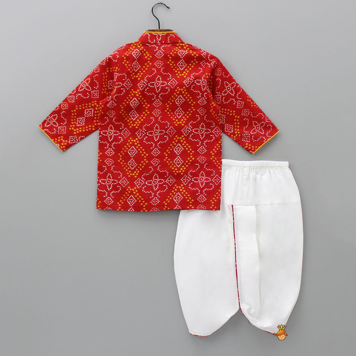 Red Bandhini Printed Kurta With Dhoti