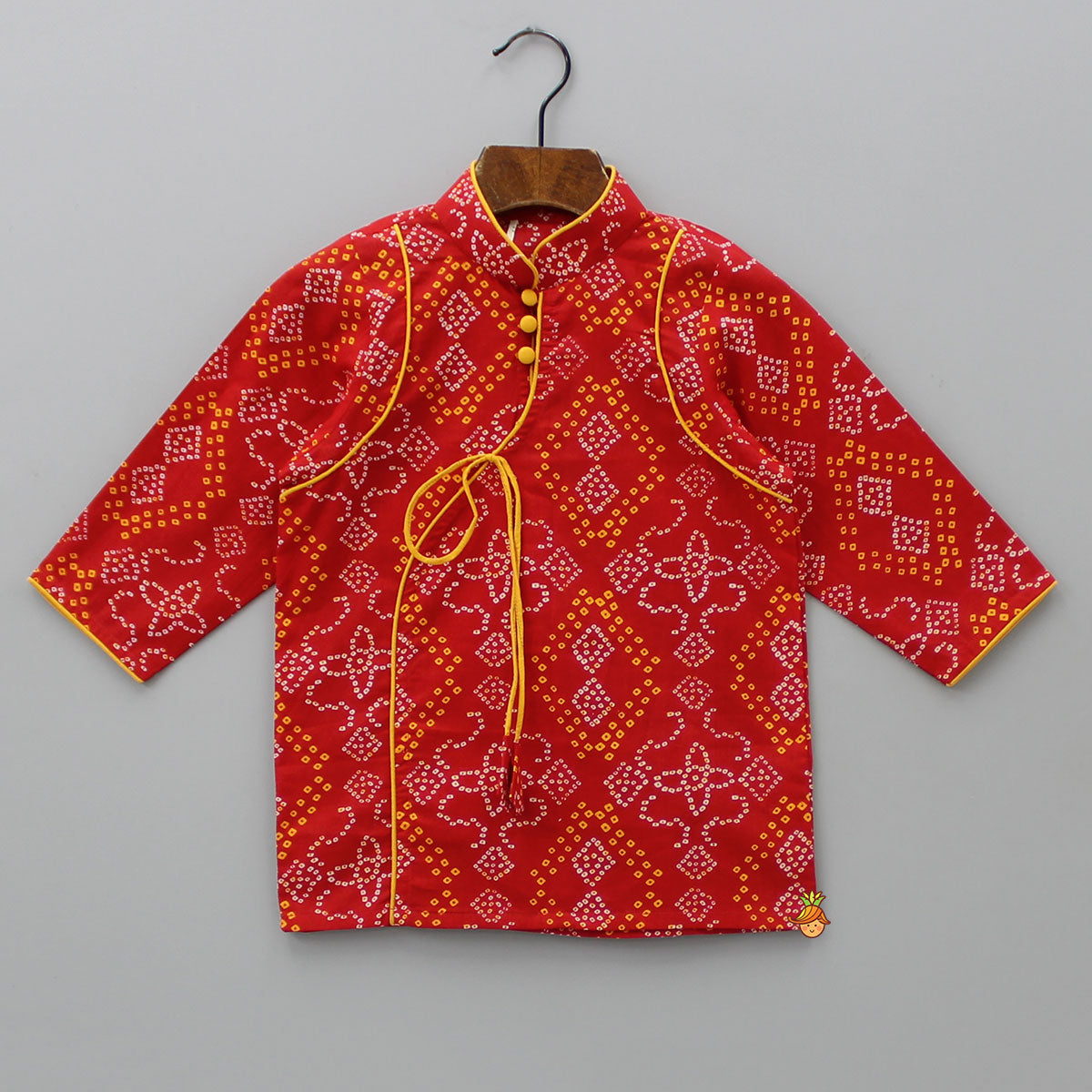 Red Bandhini Printed Kurta With Dhoti