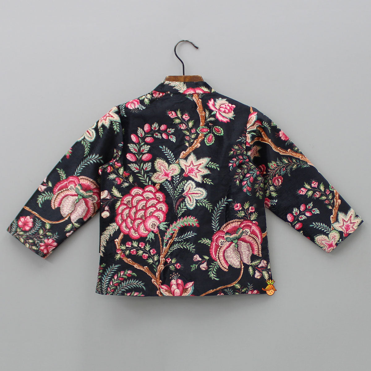 Pre Order: Floral Printed Black Velvet Jacket