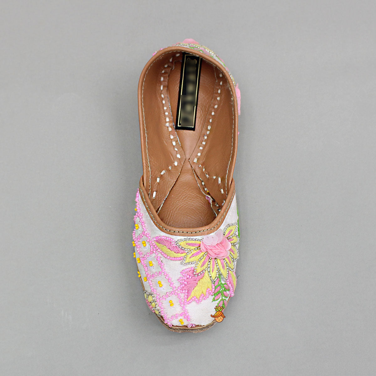 Bead And Floral Thread-Embroidered Jutti