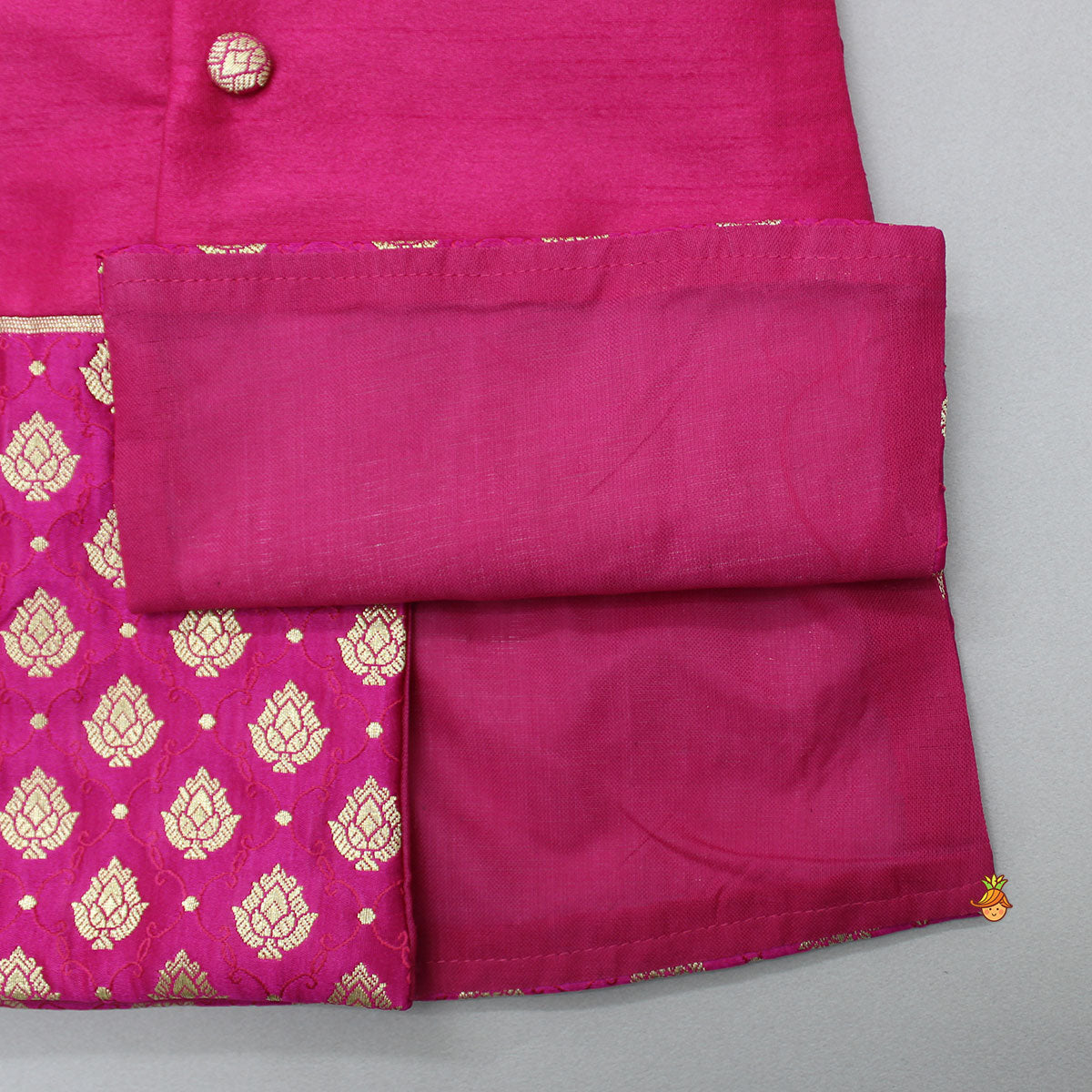 Pre Order: Magenta Pink Sherwani Style Kurta With Dhoti And Brocade Shawl