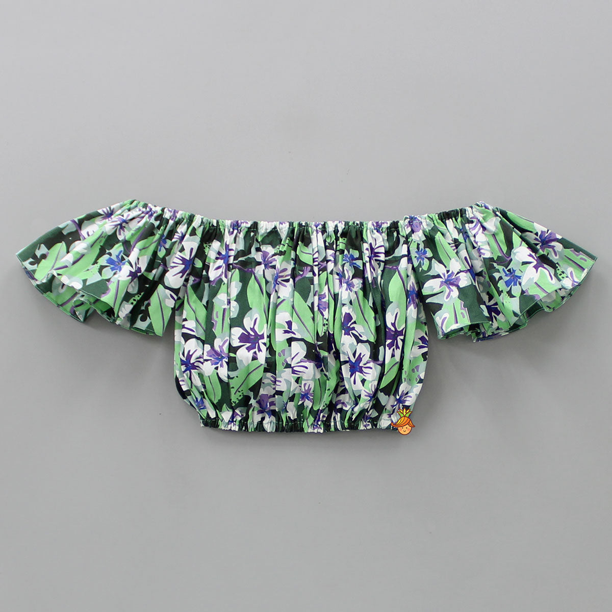 Pre Order: Tropical Printed Off Shoulder Top And Layered Skirt