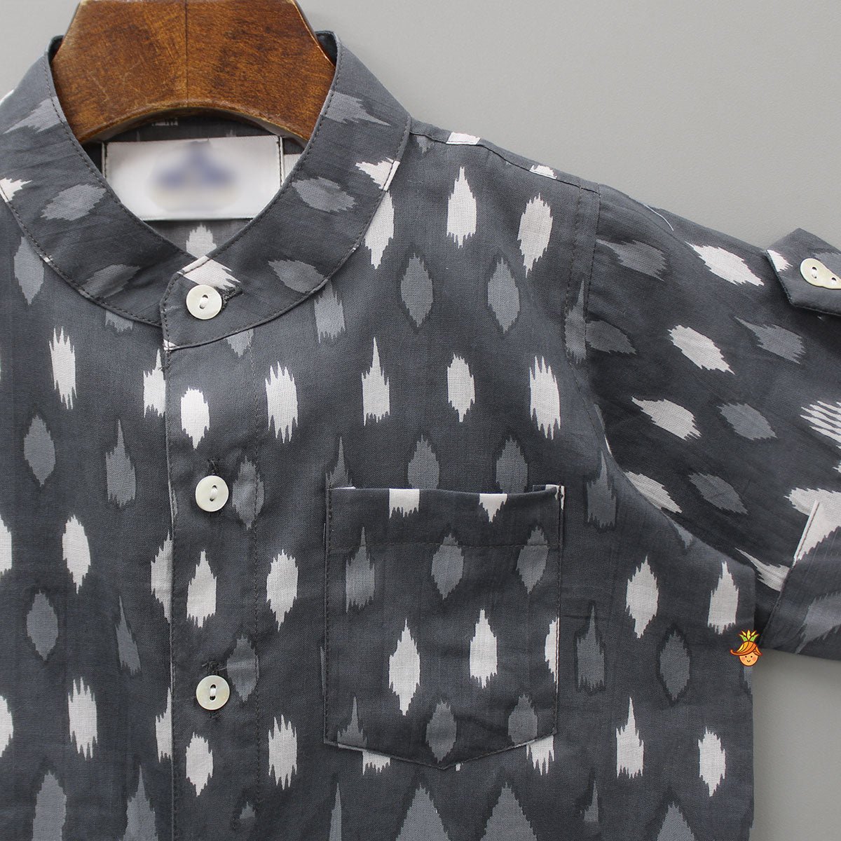 Pre Order: Grey Hand Block Printed Shirt