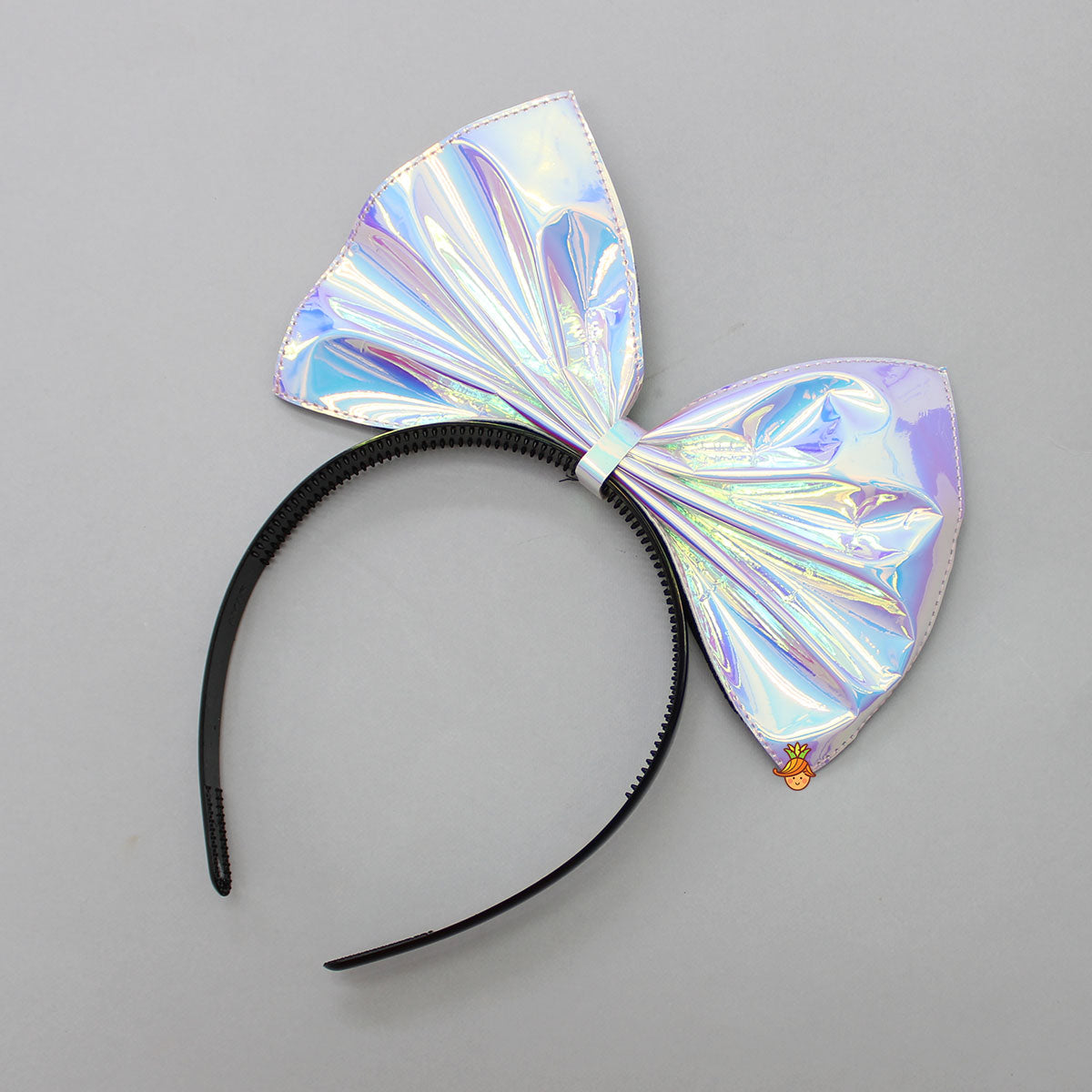 Pre Order: Black Holographic Ruffle Dress With Bow Hair band