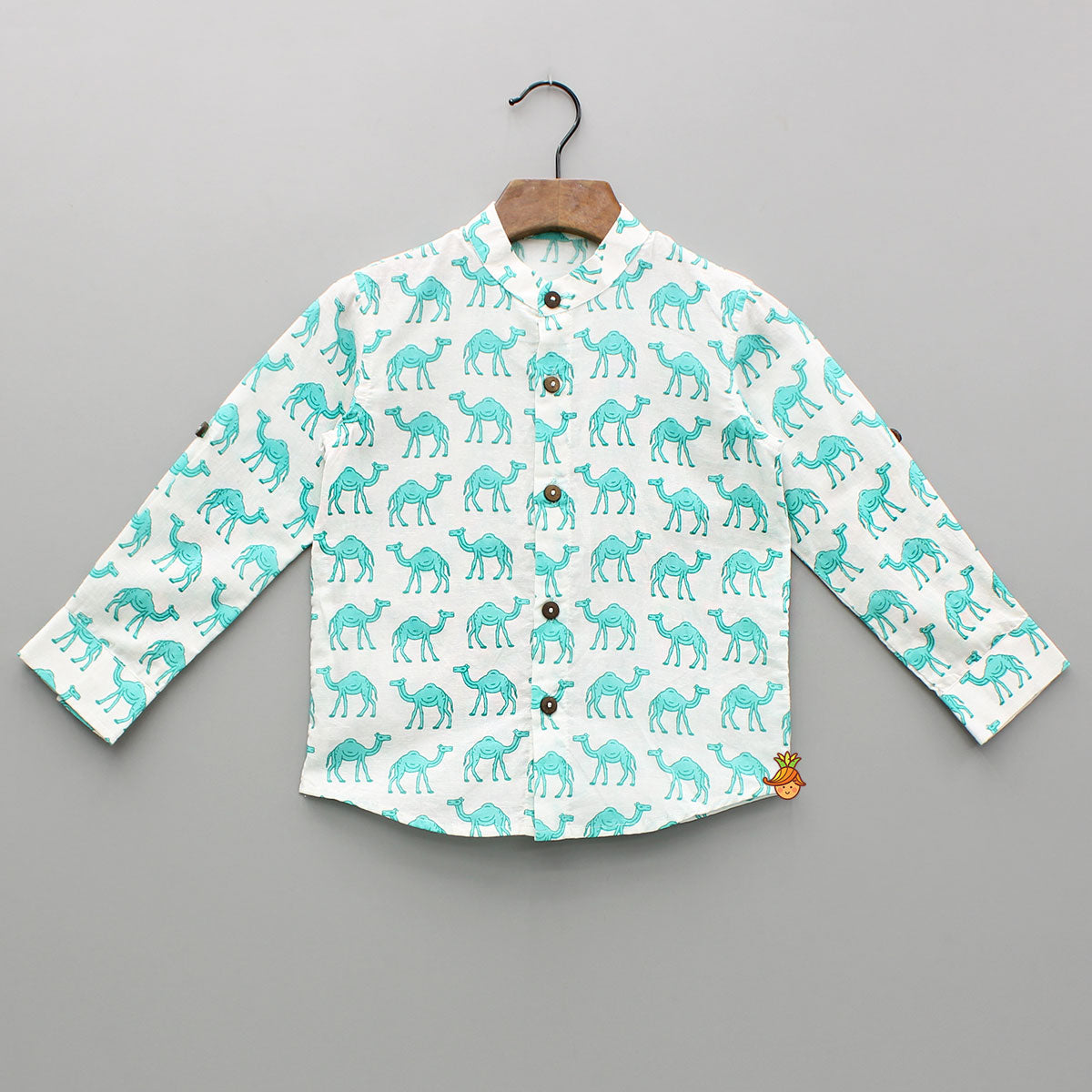 Pre Order: Blue Camel Printed Shirt