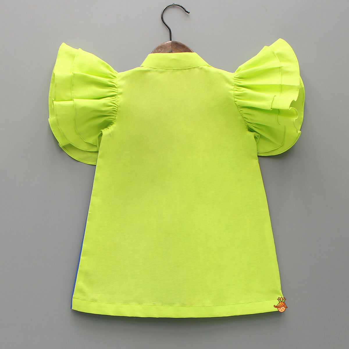 Pre Order: Neon Green And Blue Colour Block Dress