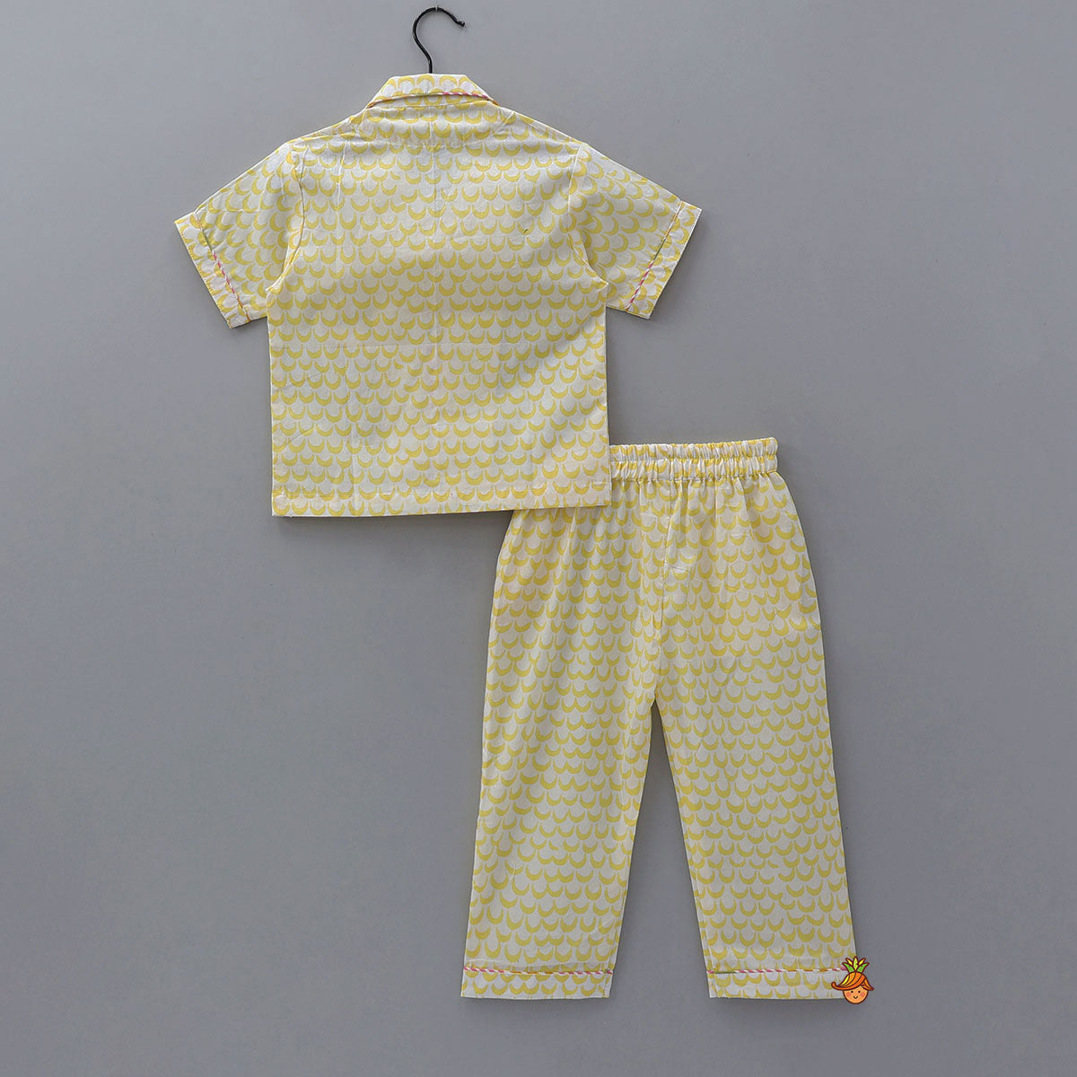 Pre Order: Moon Printed Yellow Shirt And Pyjama