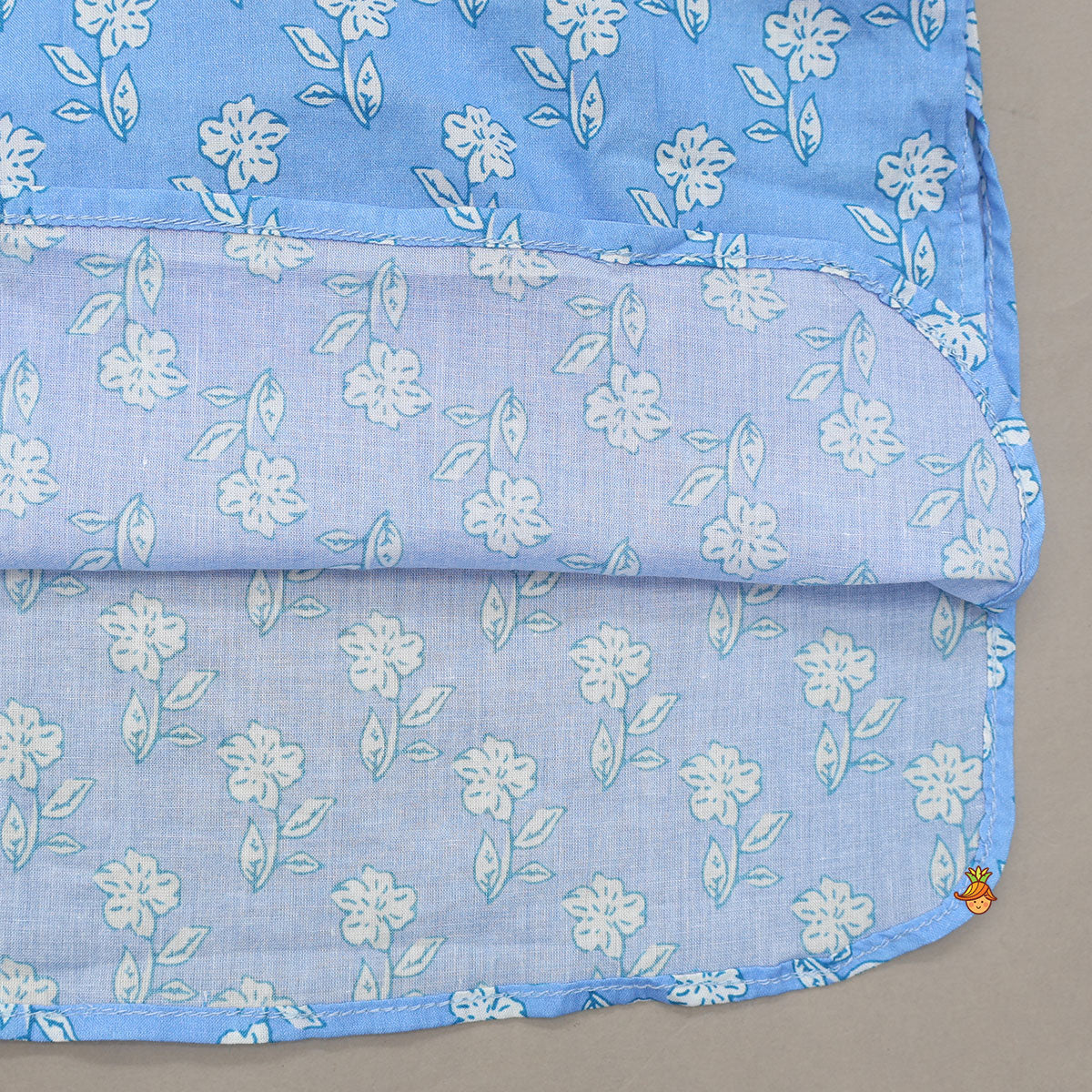Pre Order: Gota Lace Detailed Powder Blue Ethnic Kurta With Floral Printed Jacket And Pyjama