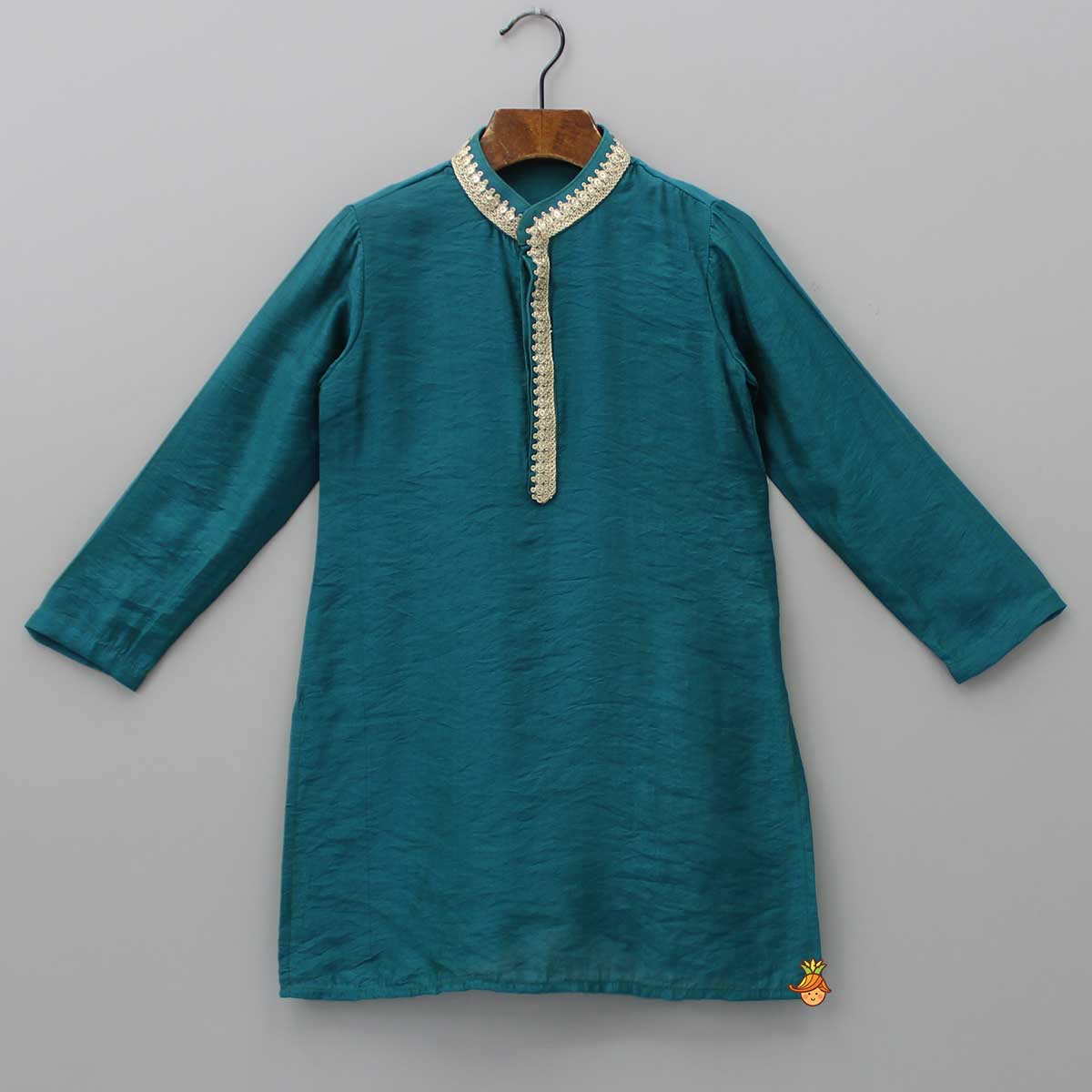 Pre Order: Sequins Embellished Lace Work Teal Blue Ethnic Kurta And Pyjama