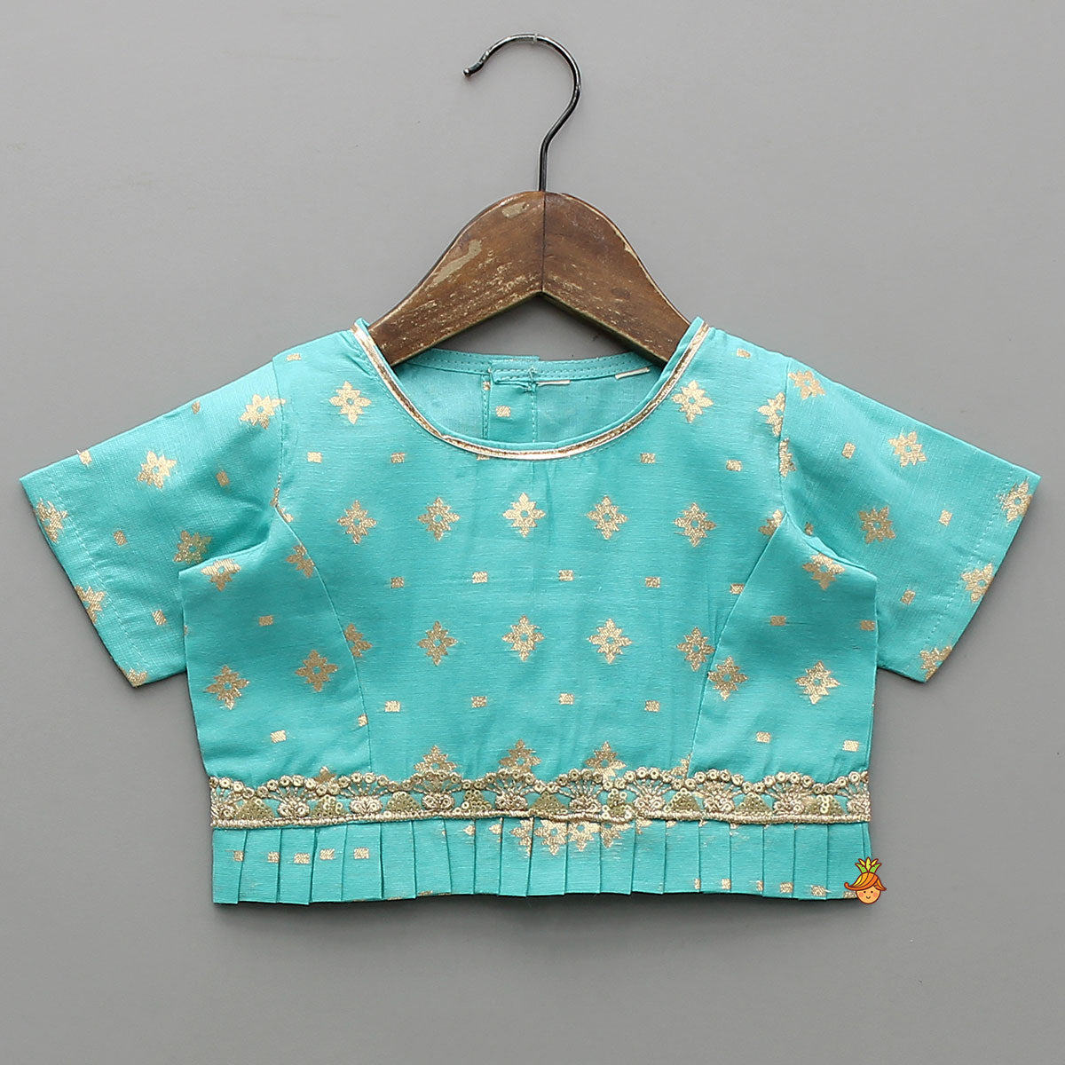 Pre Order: Chanderi Embroidered Teal Green Top And Lehenga With Contrasting Dupatta