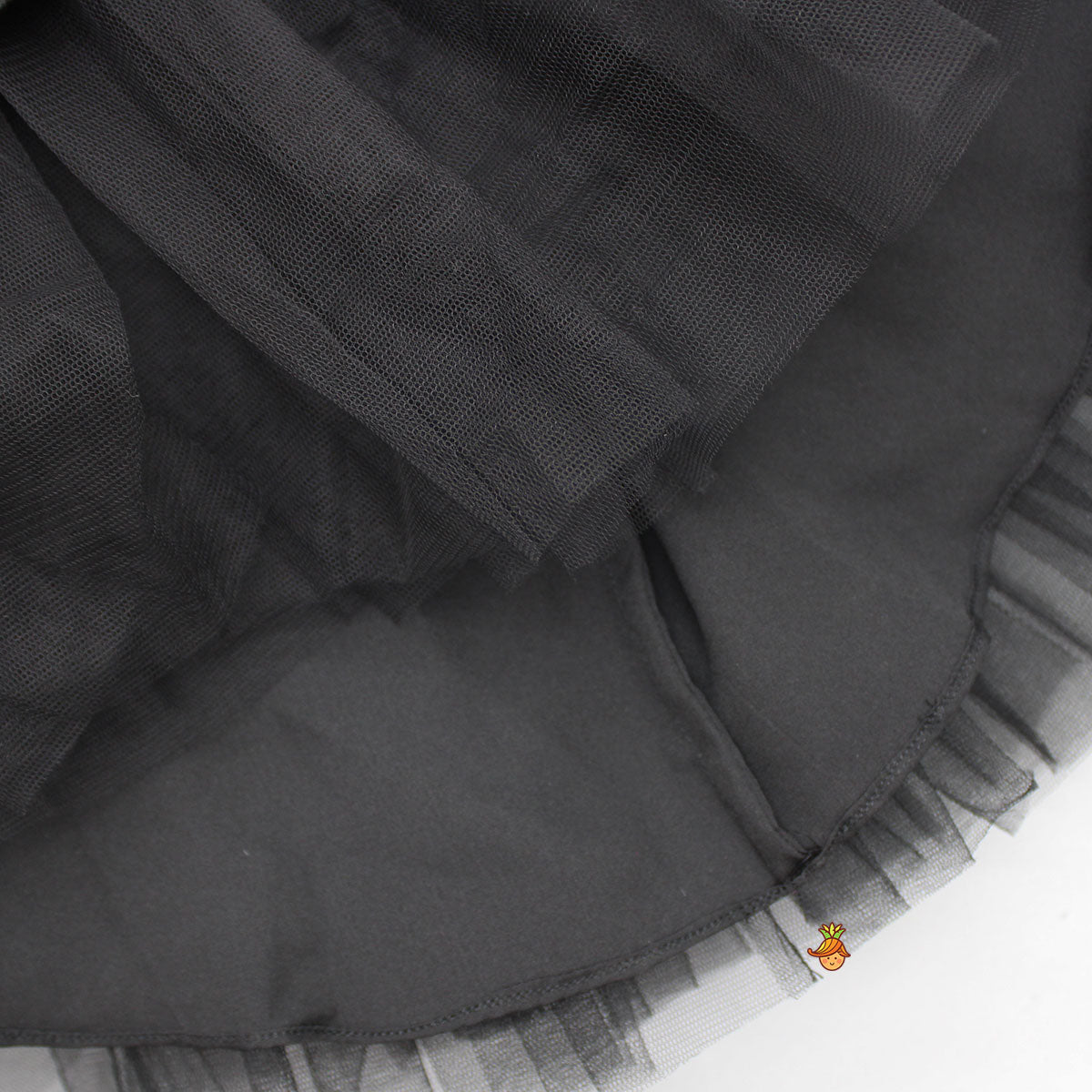 Pre Order: Exquisite Pearls And Rose Embellished Frilly Black Scuba Dress