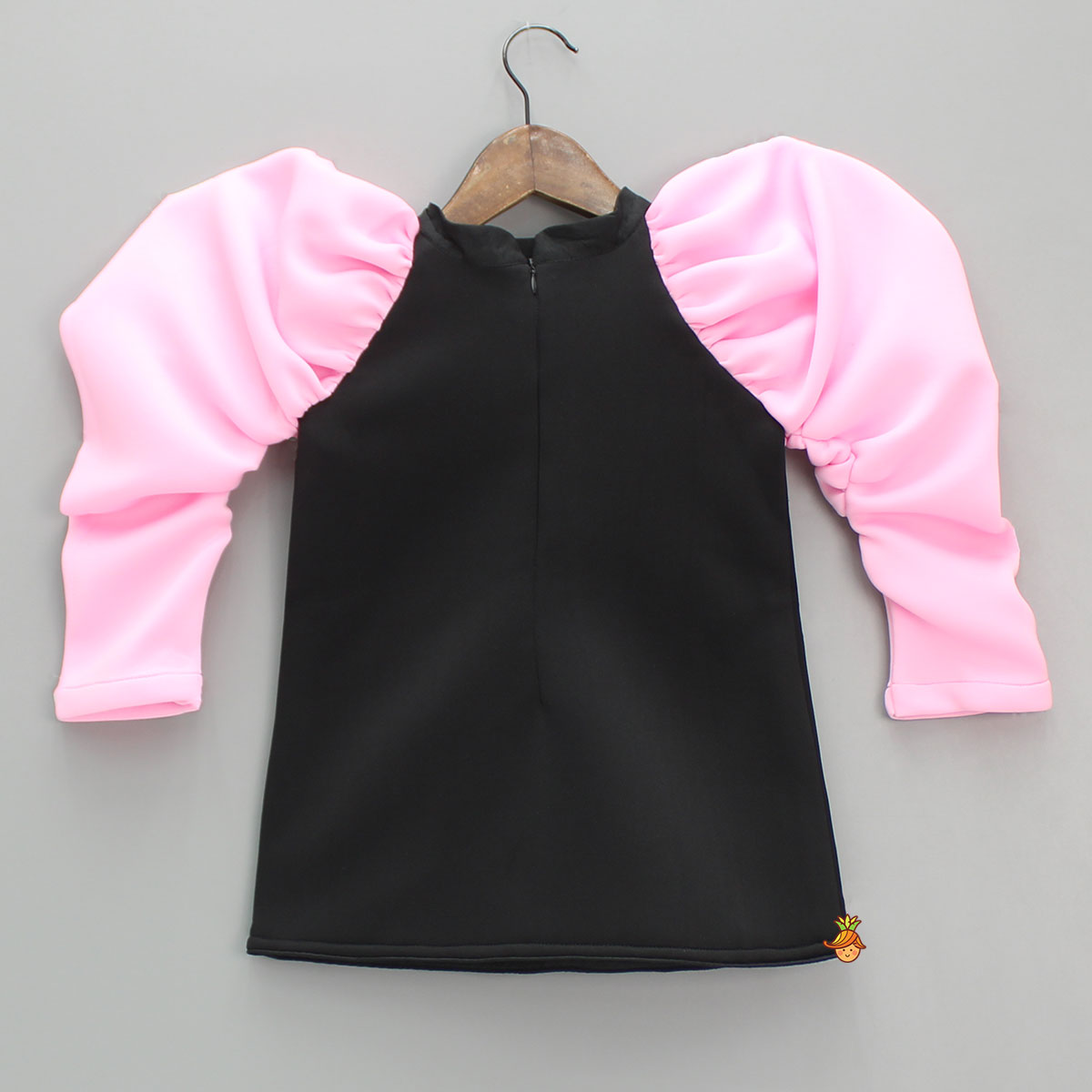 Pre Order: Neoprene Black And Pink Stylish Sleeves Dress