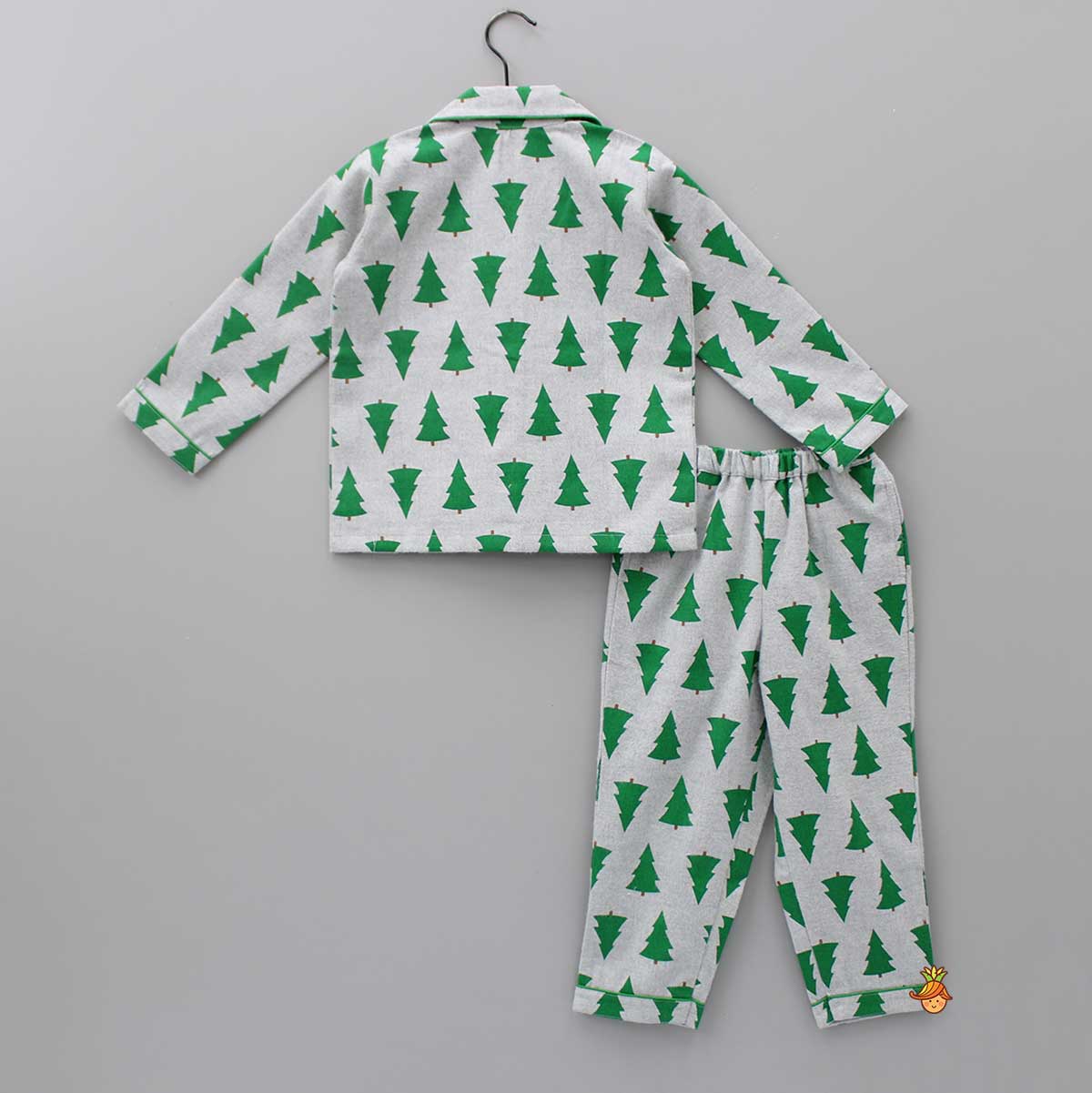 Pre Order: Thick Warm Flannel Christmas Tree Printed Grey Sleepwear