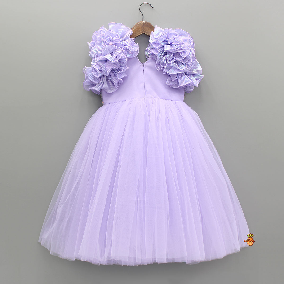 Pre Order: V Neck Ruffle Enhanced Lavender Fancy Gown