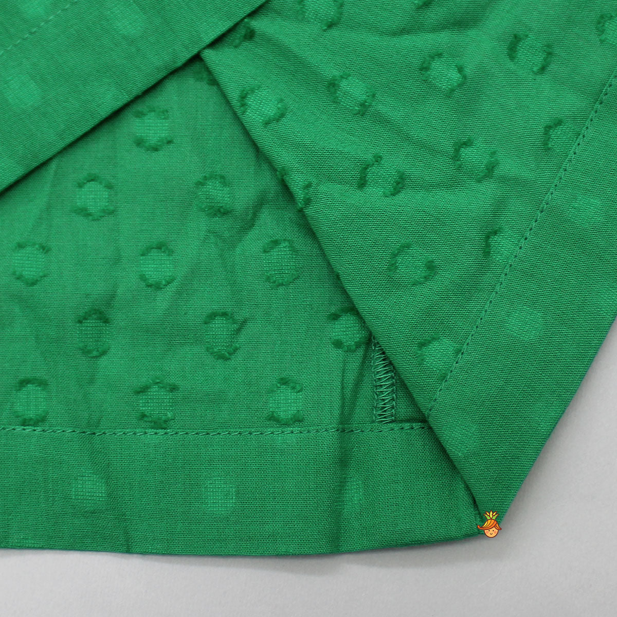 Pre Order: Yoke Embroidered Green Round Neck Kurti And Salwar With Gota Lace Work Dupatta