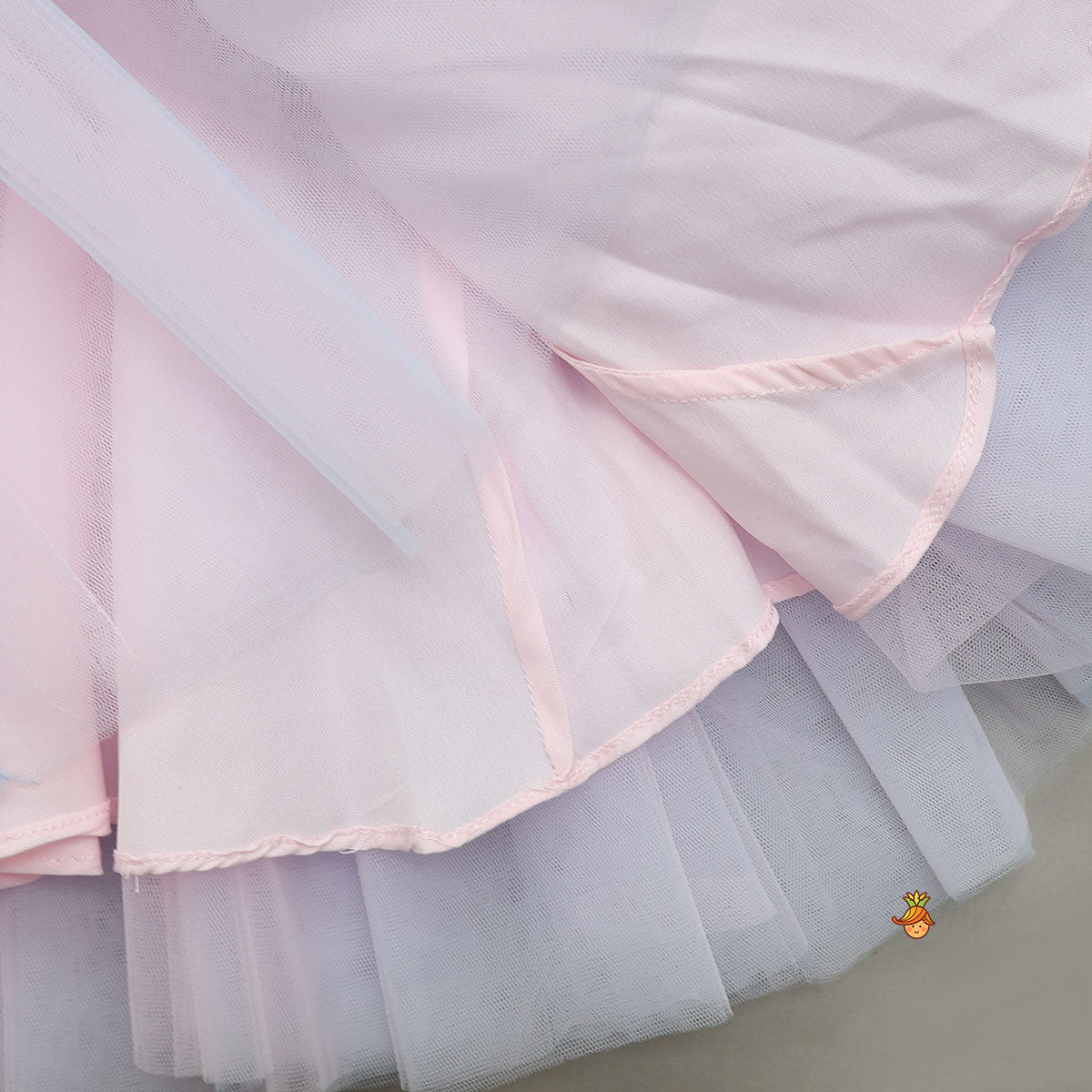 Pre Order: Unicorn Embroidered Yoke Neoprene White And Light Blue Dress
