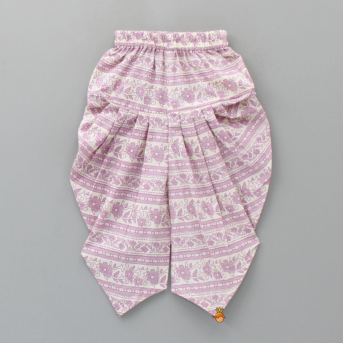 Printed Angarkha Lilac And Cream Top With Cowl Dhoti