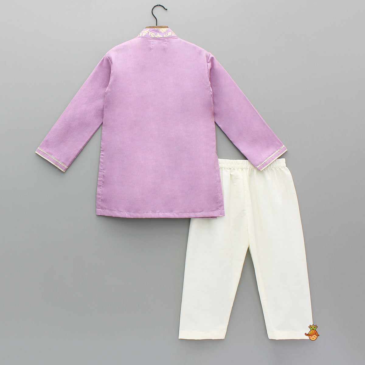 Pre Order: Zari Embroidered Front Open Flap Kurta And Off White Pyjama