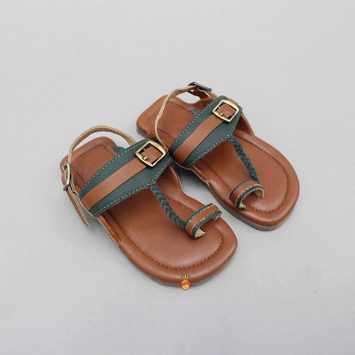Orange Rust Buckled Kolhapuri Flats
