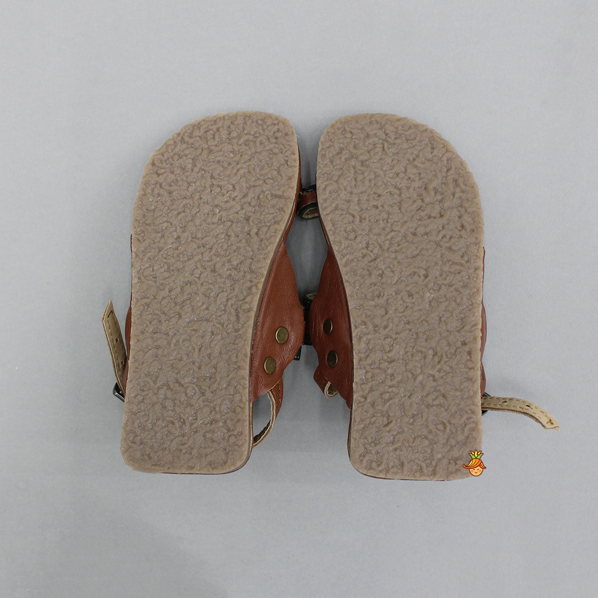 Orange Rust Buckled Kolhapuri Flats