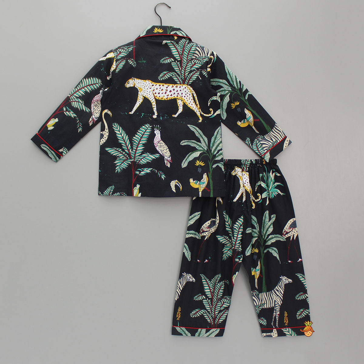 Pre Order: Jungle Theme Printed Black Sleepwear