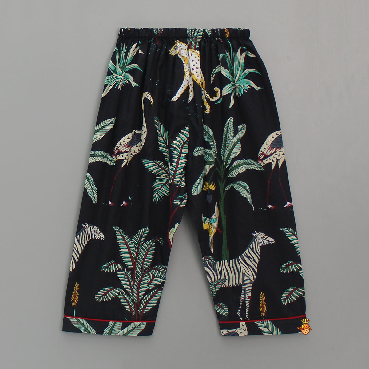 Pre Order: Jungle Theme Printed Black Sleepwear