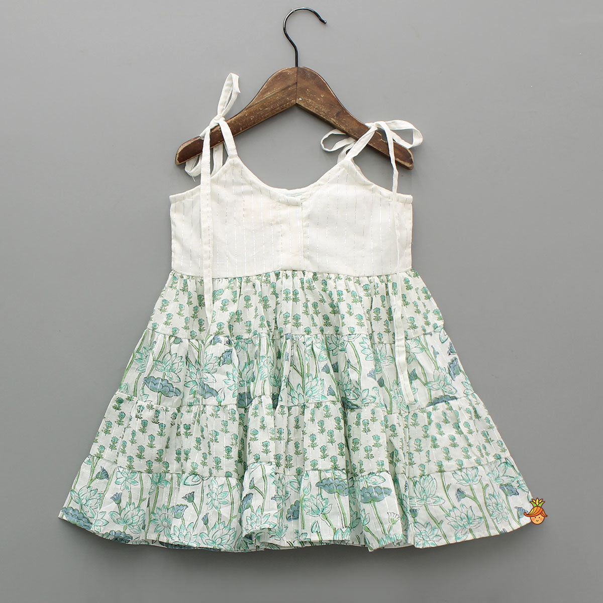 Pre Order: Beads Hand Embroidered Yoke Tie Up Straps Dress