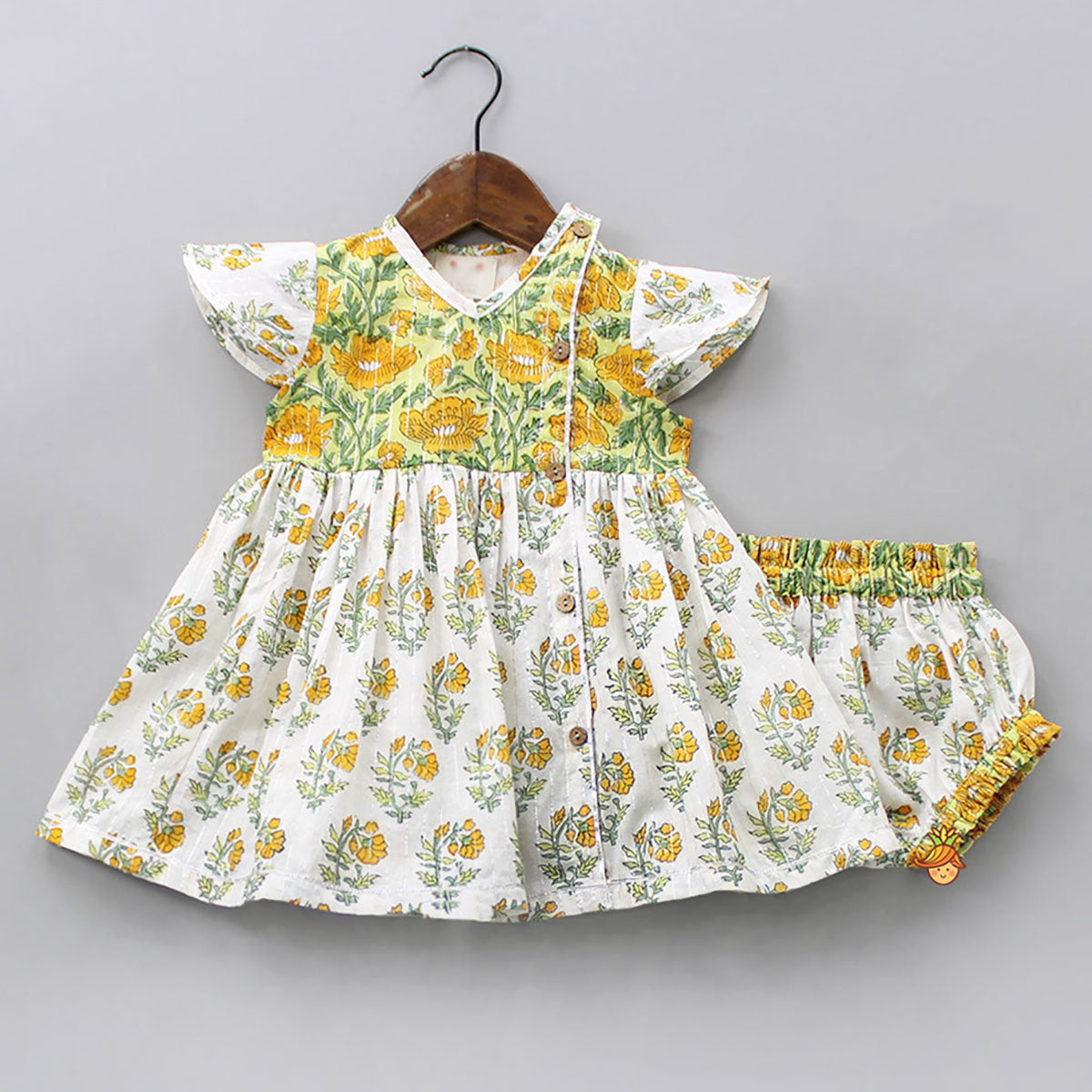 Pre Order: Hand Block Printed Multicolour Infant Baby Set With Swaddle