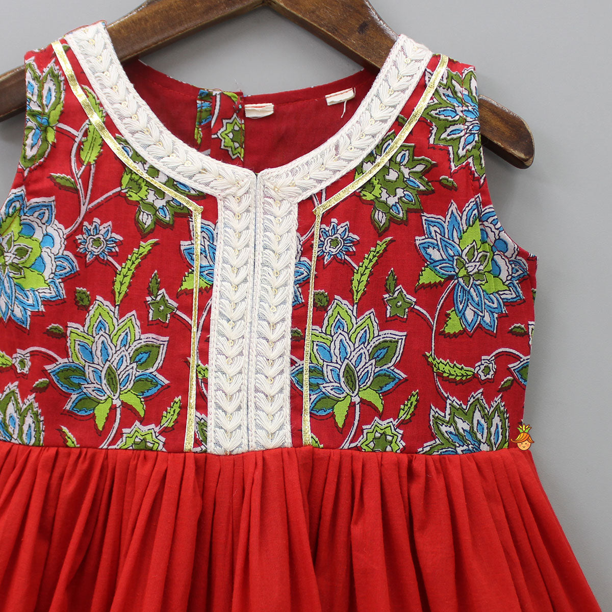 Pre Order: Hand Block Printed Yoke Tiered Red Kurti