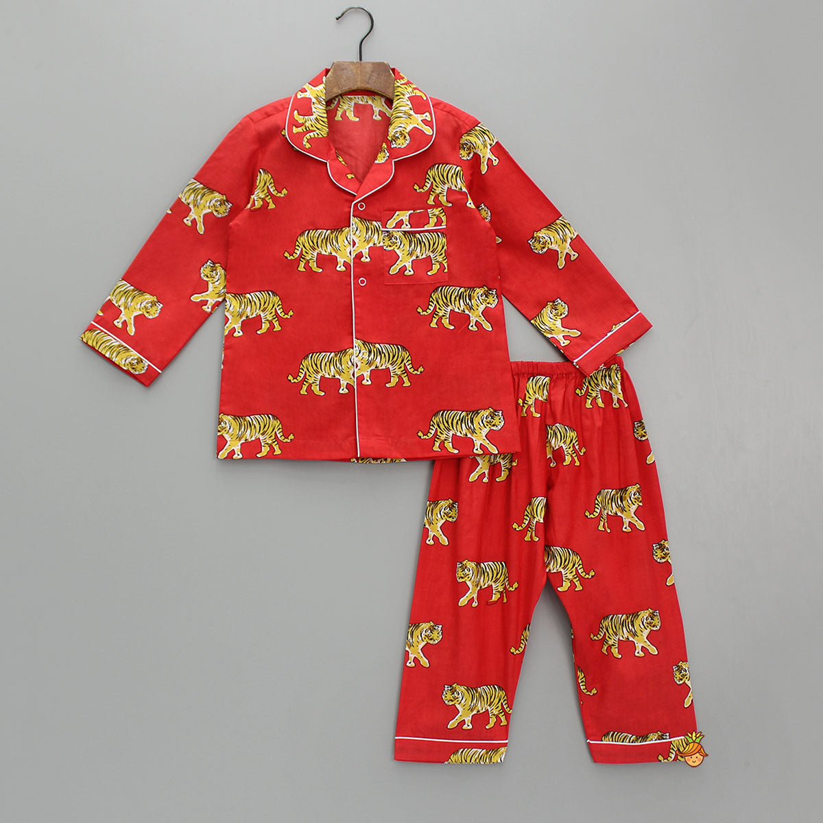 Pre Order: Tiger Printed Red Sleepwear