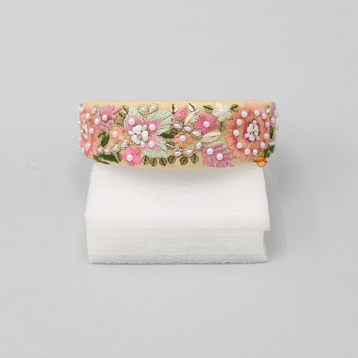 Intricate Multicolour Floral And Leaf Embroidered Hair Band