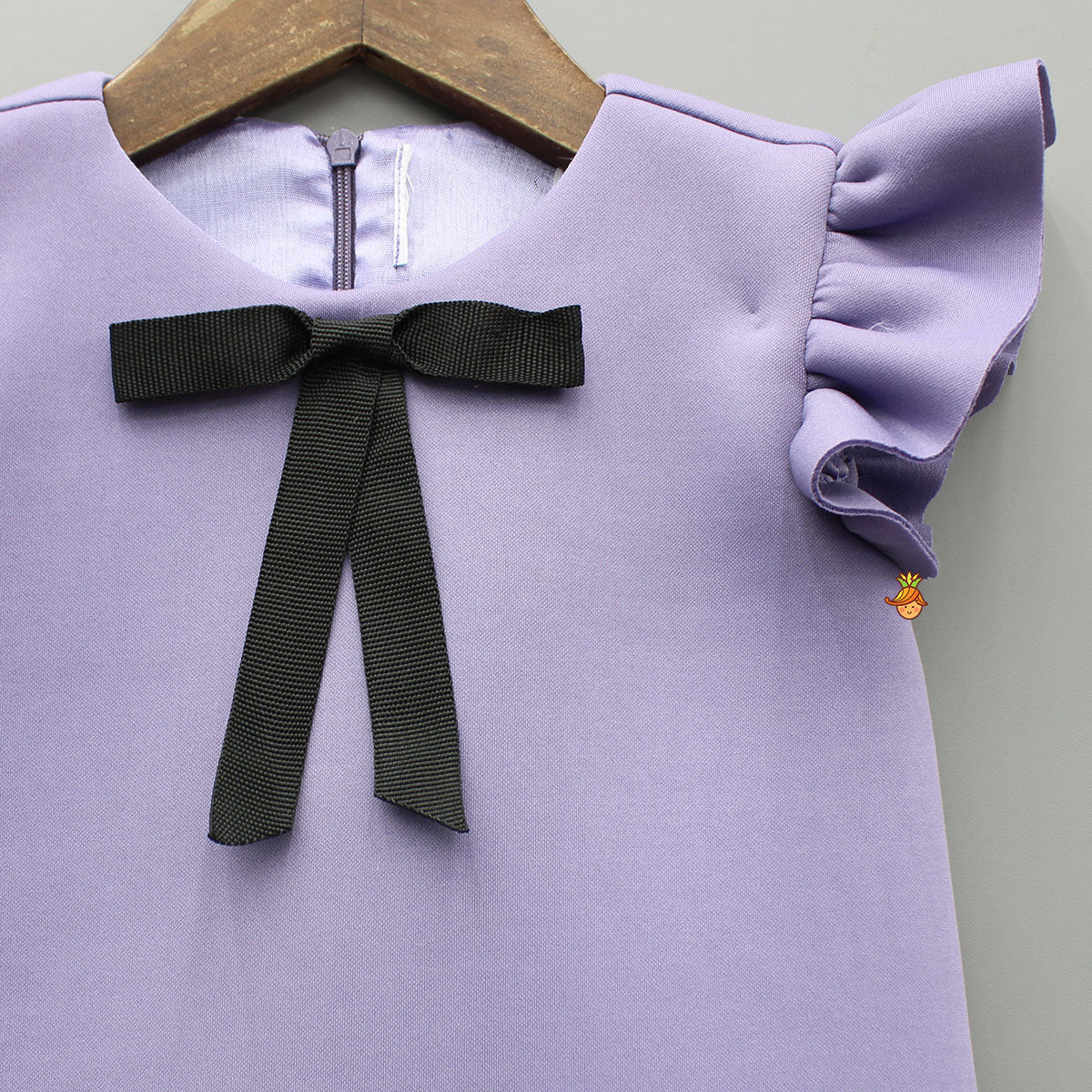 Pre Order: Elegant Lavender Ruffle Dress With Matching Sling Bag