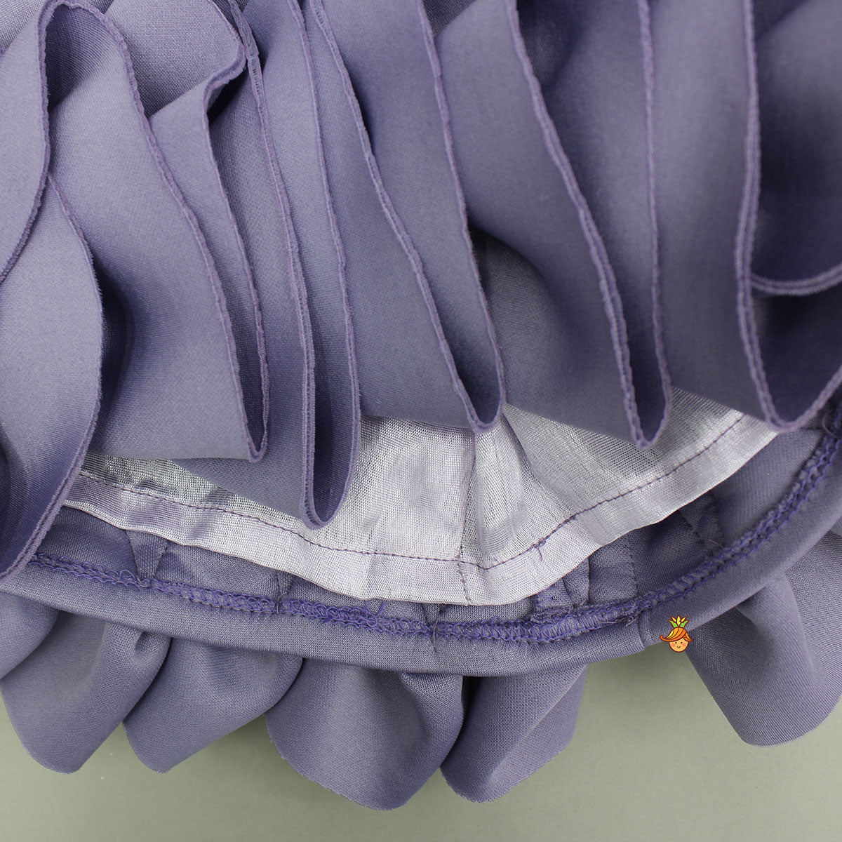 Pre Order: Elegant Lavender Ruffle Dress With Matching Sling Bag