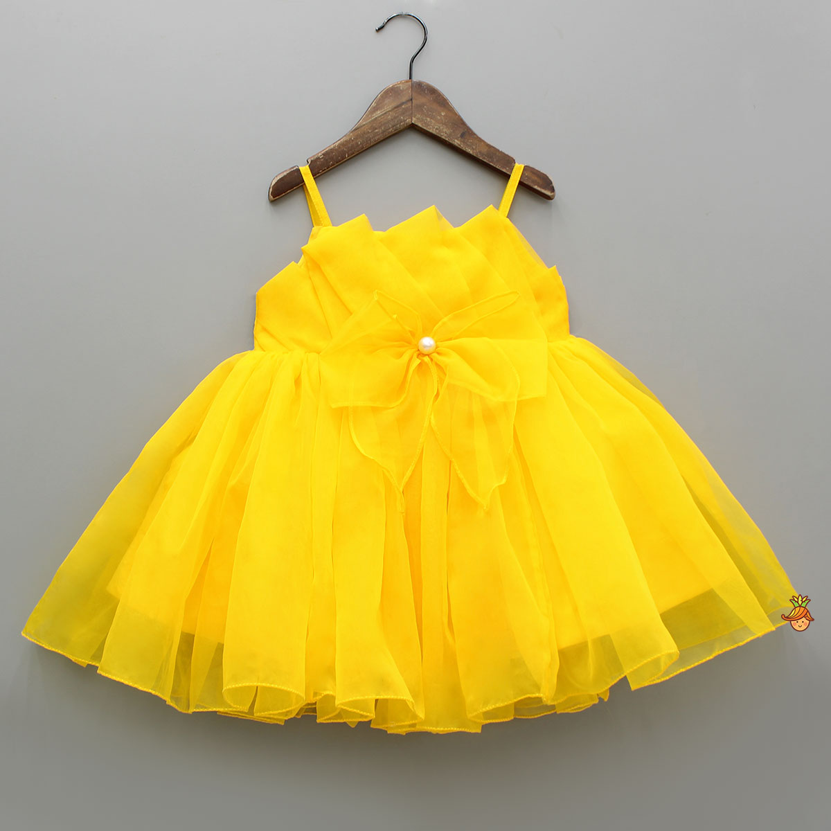 Pre Order: Spaghetti Straps Sleeveless Organza Yellow Dress