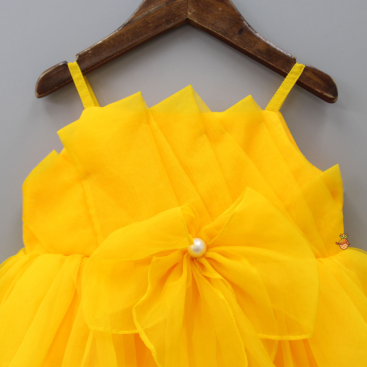 Pre Order: Spaghetti Straps Sleeveless Organza Yellow Dress