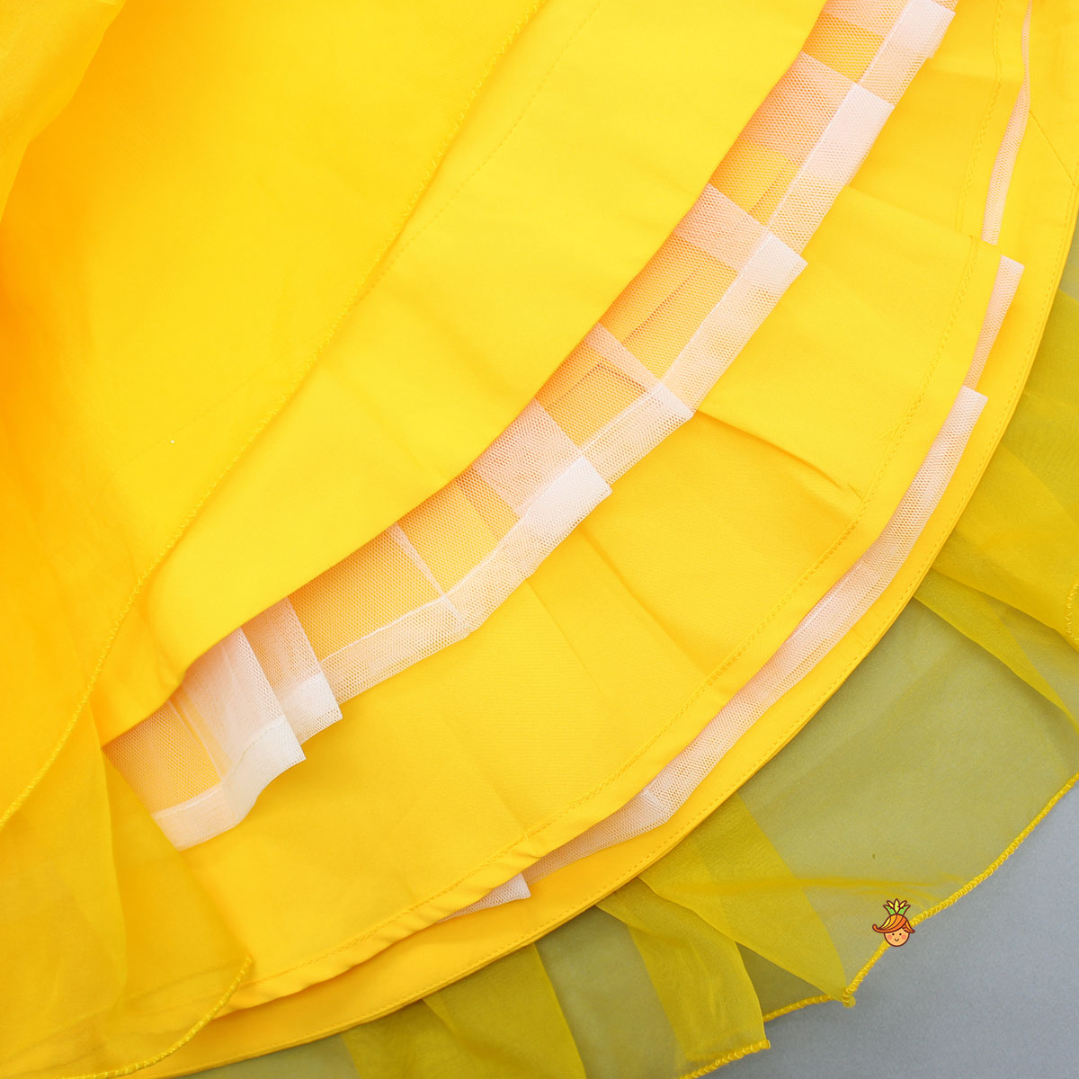 Pre Order: Spaghetti Straps Sleeveless Organza Yellow Dress