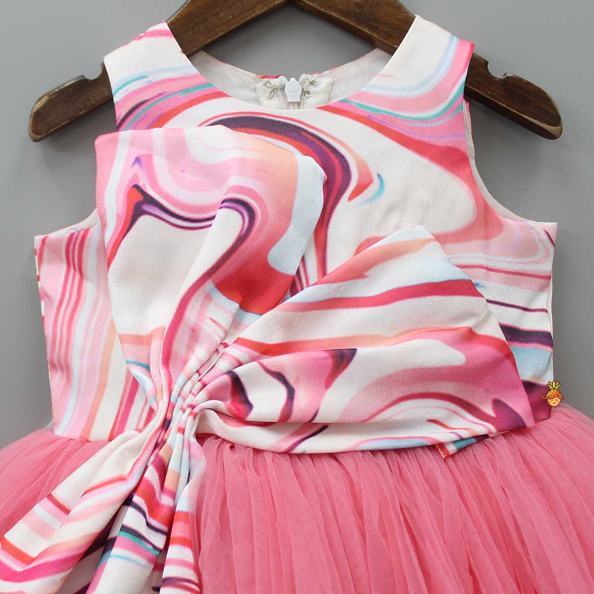 Pre Order: Swirl Printed Oversized Bow Detailed Flared Dress