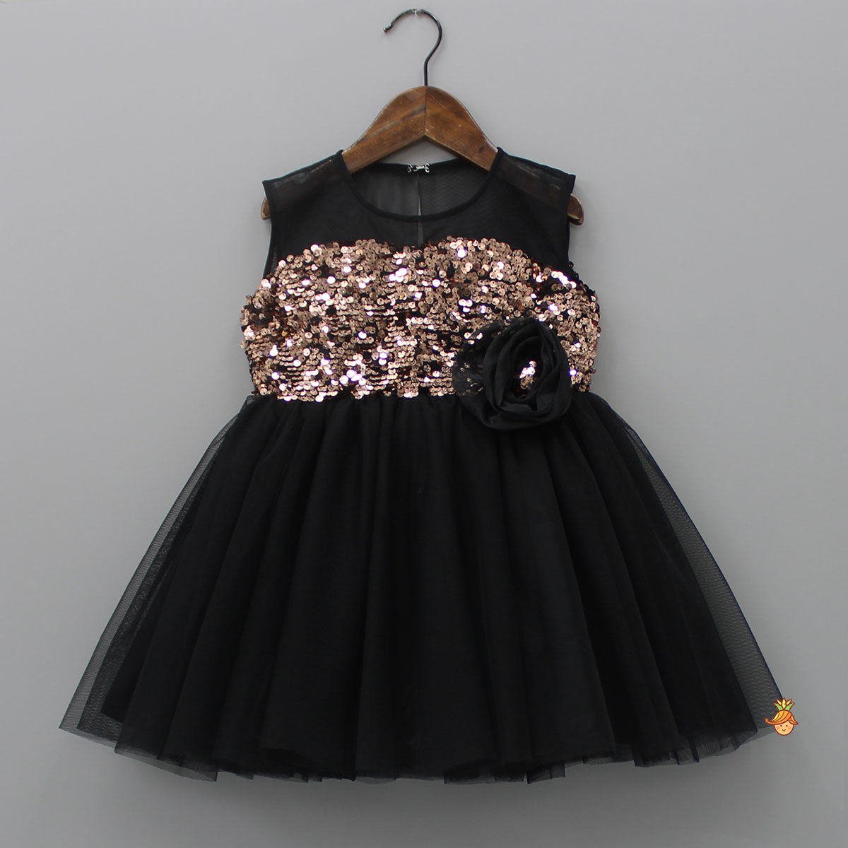 Pre Order: Glamorous Sequins Black Net Dress With Matching Hair Clip